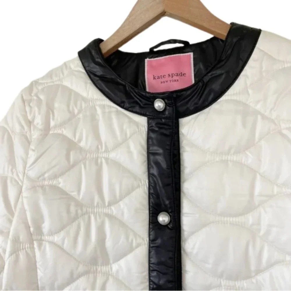 Kate Spade New York Framed Quilted with Pearl Snaps Jacket